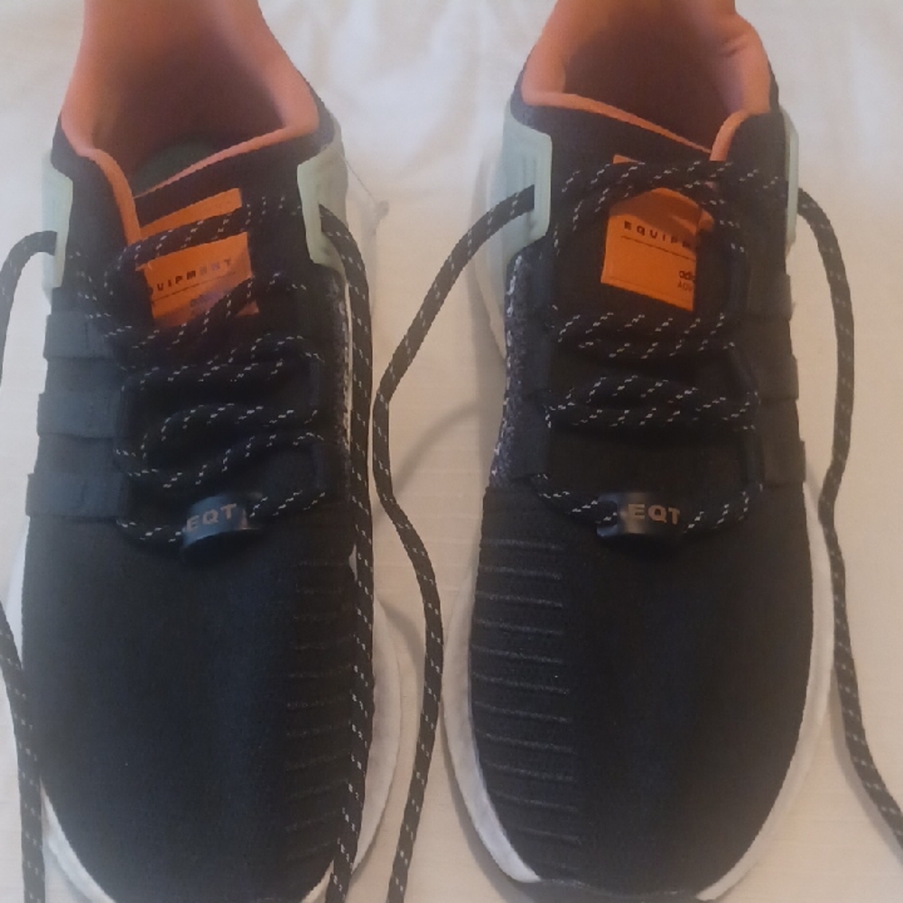 Adidas Men's Black and Orange EQT Support Sneakers